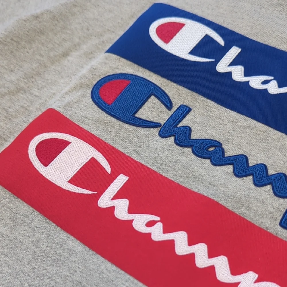 CHAMPION I Red, White & Blue Striped Embroidered Logo Short Sleeve T-Shirt, M - Picture 4 of 10